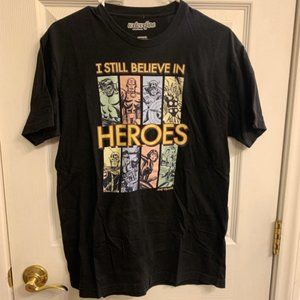 Marvel I Still Believe in Heroes and Villans Black T Shirt Mens Size Small